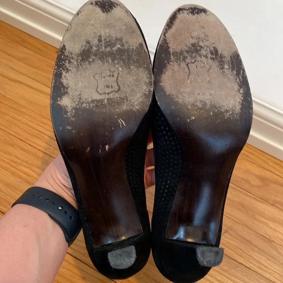 Stuart Weitzman black suede peep toe size 10M - Picture 12 of 13